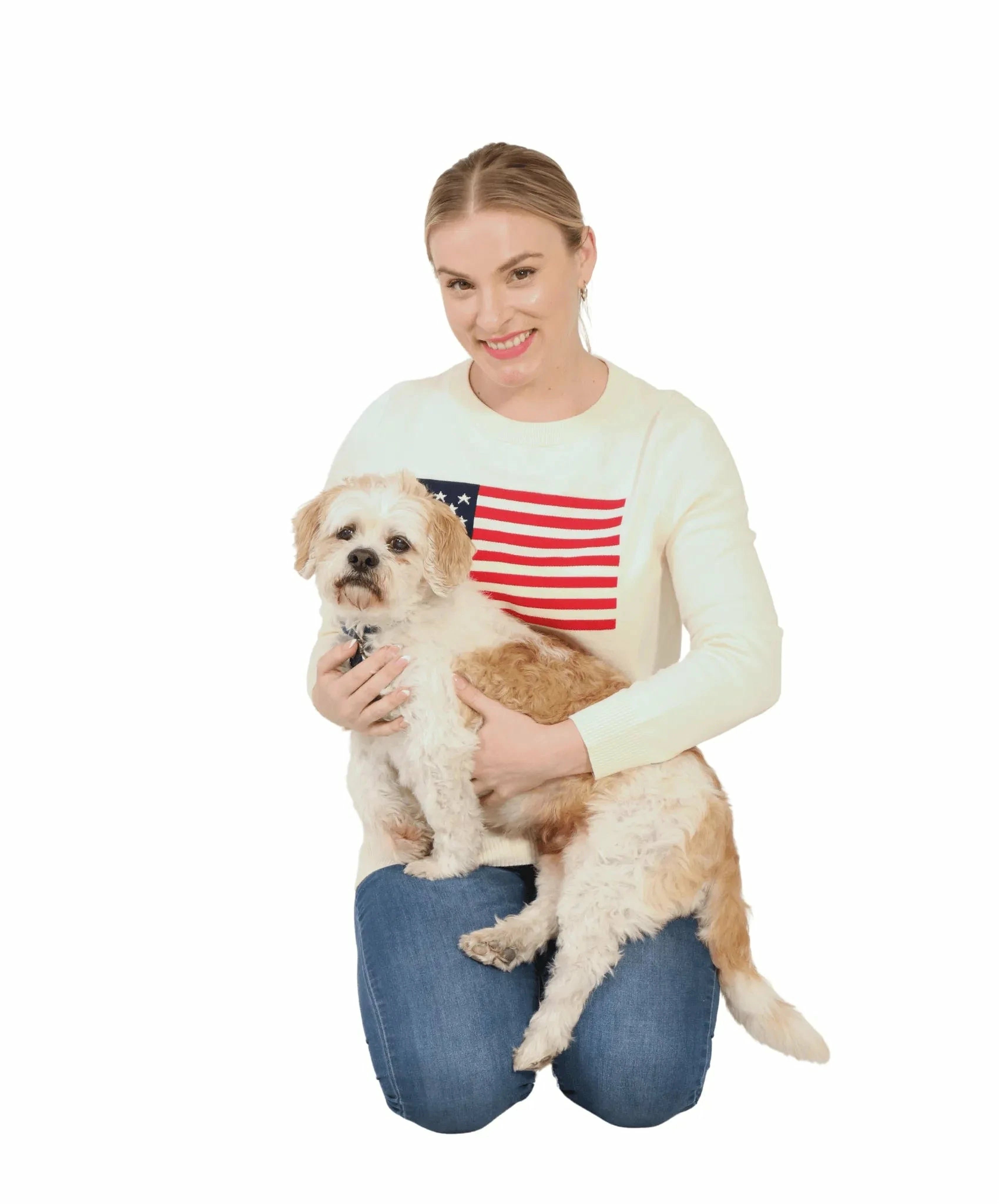 Preppy American Flag Sweater in Cream | Coastal Style