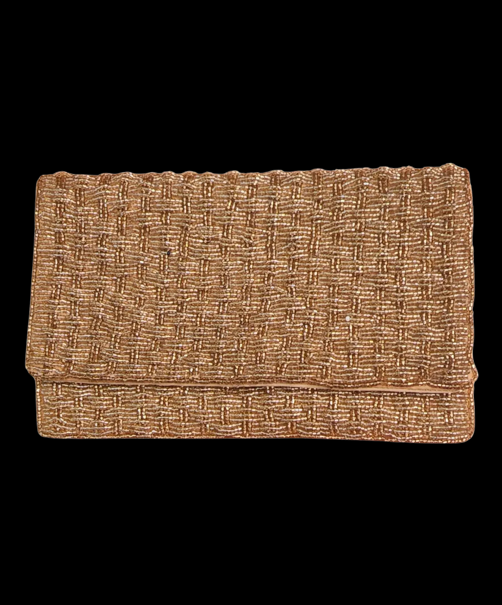 Jules Gold Beaded Basket Weave Clutch