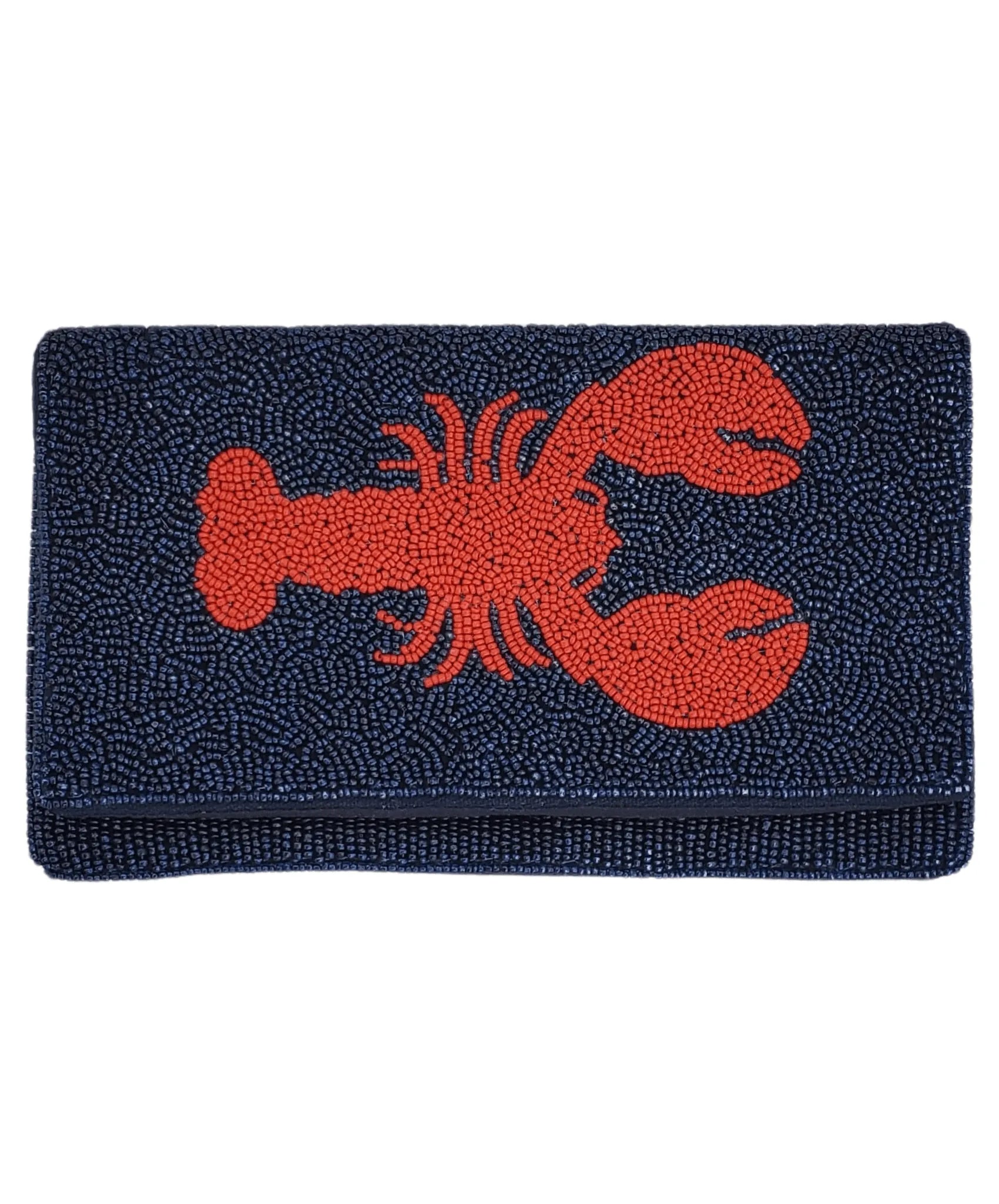 Coastal Beaded Elegance |  Navy Lobster Clutch