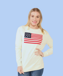 Classic, Patriotic American Flag Knit Sweater – 100% Cotton