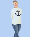 Cream Nautical Sweater with Navy Anchor Design