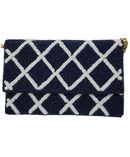 Kendall Navy Beaded Fold-over Clutch