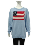 Light Blue American Flag Sweater – 100% Cotton, Classic Patriotic Style