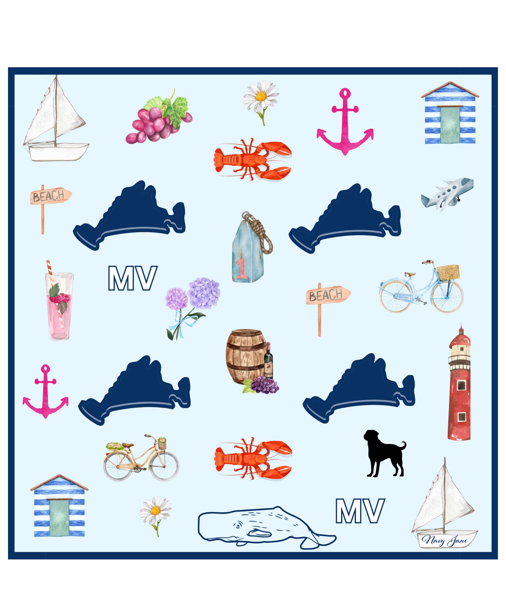 Silk Scarf Inspired by Martha's Vineyard – Elegant Coastal Style